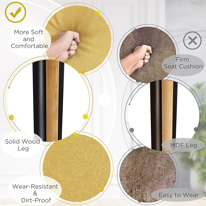 Yaheetech Mid-Century Accent Chairs, Modern Upholstered Living Room Chair, Cozy Armchair Button Tufted Back and Wood Legs for Bedroom/Office/Cafe, Yellow