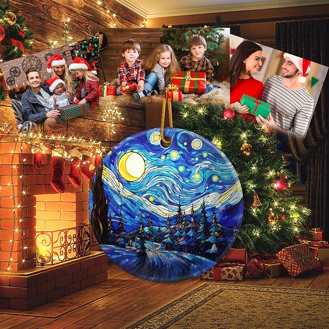 Van Gogh Style Starry Night Christmas Ornament 2025 Christmas Ornament Holidays Ornaments Christmas Tree Ornaments Hanging Accessories Navidad decoracion Xmas Gifts for Indoor Outdoor Decor