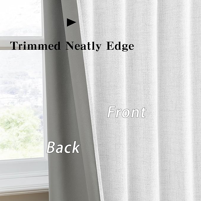White Blackout Curtains 120 Inches Long Modern Farmhouse Back Tab Pleated Look Window Drapes for Bedroom Living Room 2 Panels 50x120x2