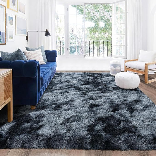 Rugs for Living Room 5x7, Soft Shaggy Modern Shag Area Rug for Bedroom, Upgrade Non-Slip Plush Fluffy Carpet for Kids Boys Girls Room Home Decor Aesthetic, Blue Grey