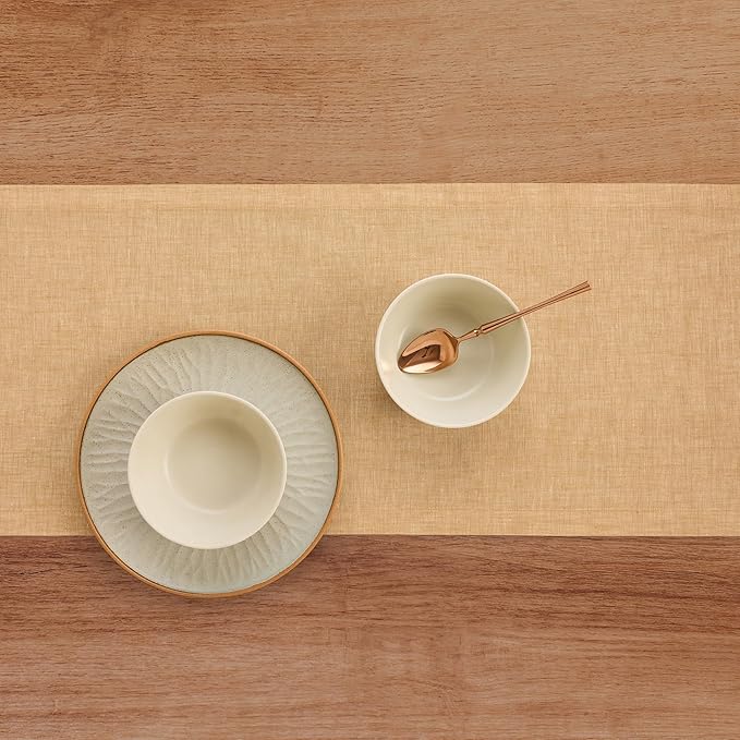 Solino Home Linen Table Runner 36 Inches - 100% Pure Linen Golden Nugget Table Runner 14 x 36 Inch Ideal for Dresser and Coffee Tables - Fall, Autumn, Thanksgiving - Athena