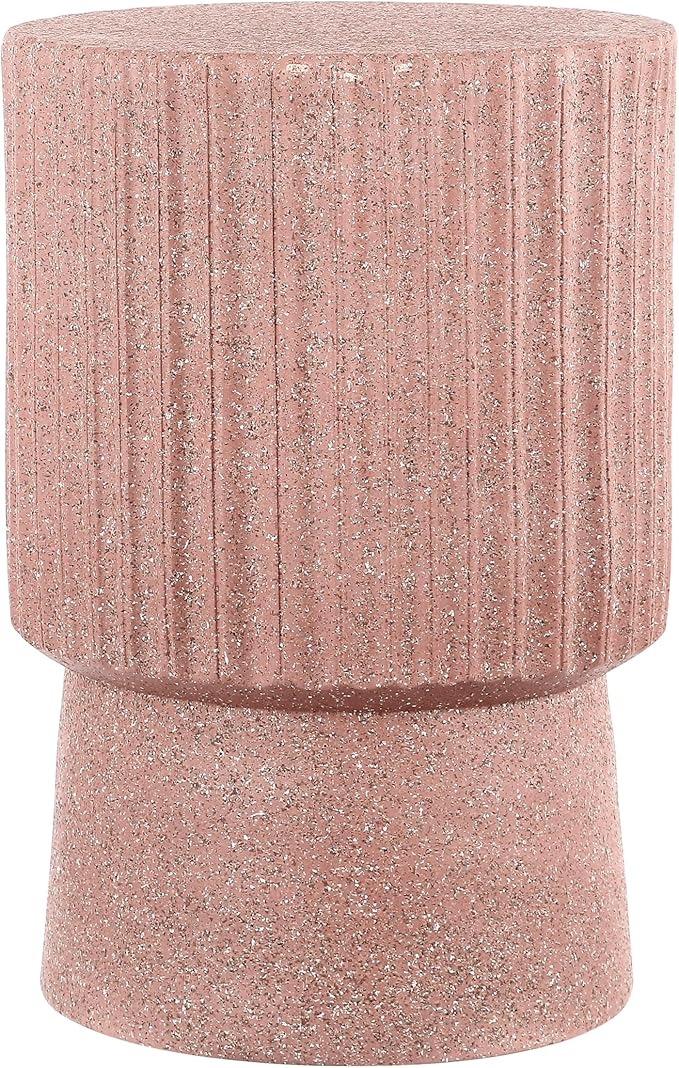JONATHAN Y TBL1102C Louisa 19" Modern Art Deco Tambour Indoor/Outdoor Accent Table Art Deco, Minimalist, Contemporary, Bohemian, Mid-Century, Patio, Garden, Bathroom, Living Room, Pink Terrazzo Finish