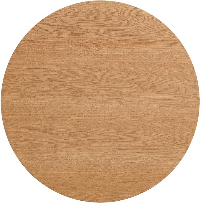 27" Round Coffee Table, Coffee Table for Living Room, Mid Century Modern Wood Coffee Table, Drum Accent Small Center Table, Oak Wood Veneer