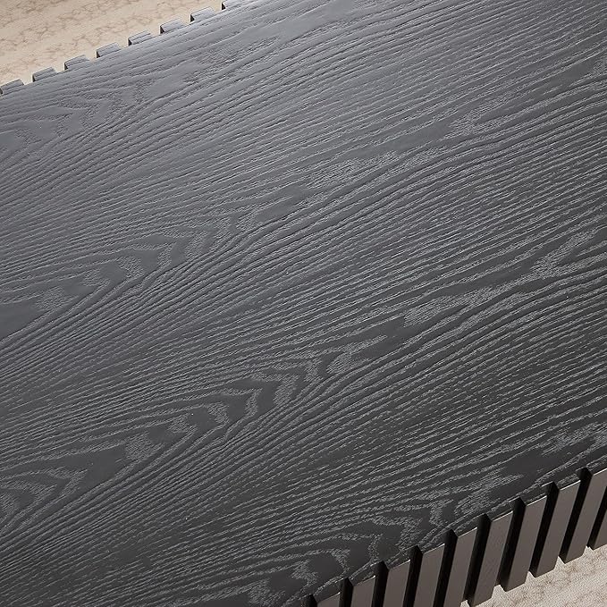 Oval Coffee Table, 43.7"x24.8" Modern Handcraft Drum Wood Side End Table Accent Center Table for Living Room Bedroom Apartment, Black