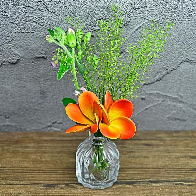 Birthday Gifts for Women Men 10pcs Unique Red Green Flowers PU Real Touch Flowers Hawaiian Plumeria Frangipani Artificial Flowers for DIY Birthday Gifts Wedding Gifts Home Decor Table Centerpiece