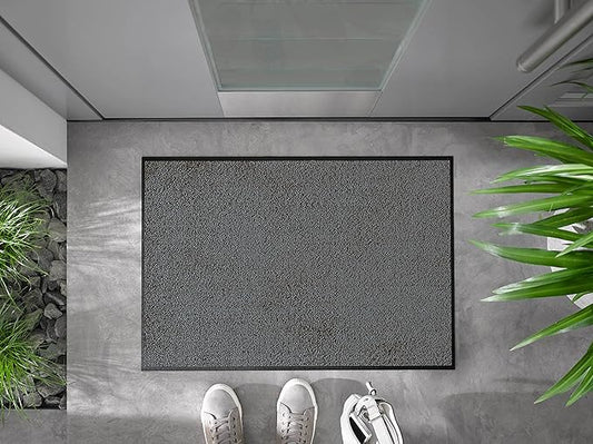 Wash and Dry Monotone Rug Smokey Mount Gray Non-Slip Washable Doormat 24x35 in (Medium)