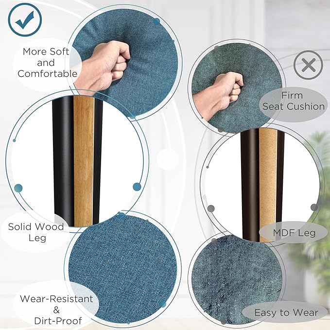 Yaheetech Mid-Century Accent Chairs, Modern Upholstered Living Room Chair, Cozy Armchair Button Tufted Back and Wood Legs for Bedroom/Office/Cafe, Navy Blue