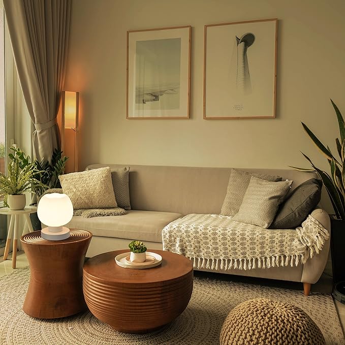 Touch Bedside Lamp, Mini Stepless Dimmable Table Lamps for Bedroom for Night Stands, Small Desk Lamp with Brightness Memory, USB Charging Ports, Warm LED Bulb, White, Flower Shape, 1 Set