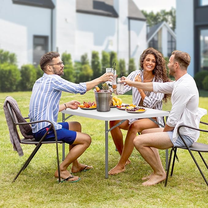 ZenStyle 3 ft Indoor Outdoor Heavy Duty Portable Plastic Folding Table, Square Card Desk Utility Table Game Table for Puzzles Crafting Picnic Camping Dining Party, White