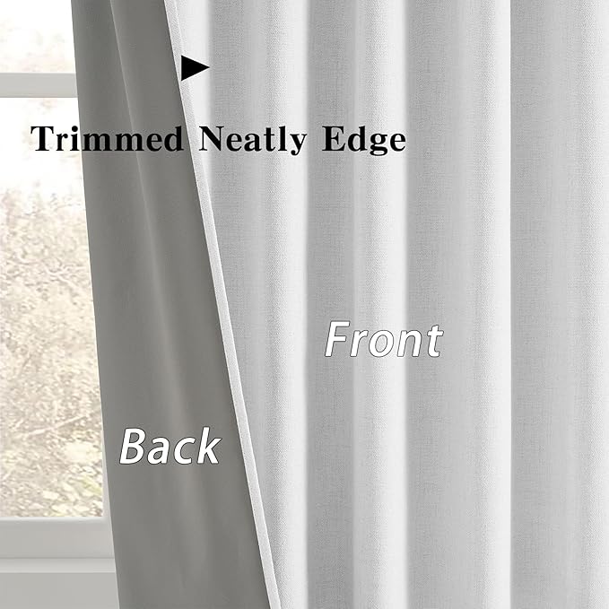 RAIN CITY Snow White Window Long Curtains 108 Inches Long Room Darkening Moder Rustic Ceiling to Floor Curtains for Living Room Blackout Hook Track Drapes 2 Panels 108 Length