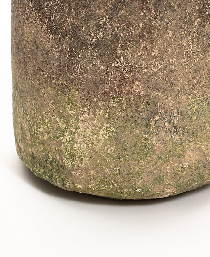 LuxenHome Rustic Vintage Cement Vase,Farmhouse Flower Vase for Room Decor Dining Table Decor,Ginger Root Brown Cement 11-Inch Tall Cylinder Vase Entry Way Table Home Decor Living Room Decor