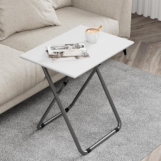 Large Tv Trays, Folding Tray Table, Dinner Tv Table for Eating with No Assembly Required&Sturdy, Foldable Snack Eating Side Table on Bed & Sofa for Living Room,27.3 * 19in(White)
