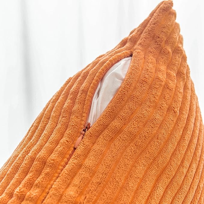 Home Brilliant Solid Accent Burnt Orange Pillow Covers Cases Solid Decorated Square Set of 2 Toss New Year Throw Pillow Covers for Couch Hoilday Party Decor Gift, 55cm, 22 x 22 Inch, Orange