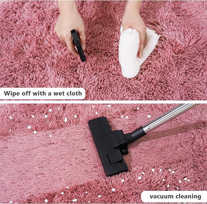 4'x4' Blush Round Rugs for Girls Bedroom, Ultra Soft Fluffy Circle Rug for Kids Room, Cute Shag Rugs for Living Room Playroom Tent Castle Home Decor Rug