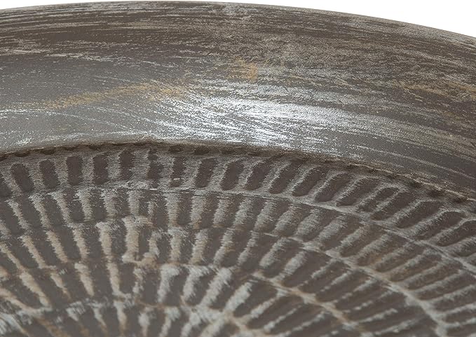 Kate and Laurel Mahdavi Hammered Metal Tray End Table, Pewter, 16.5 inch Diameter