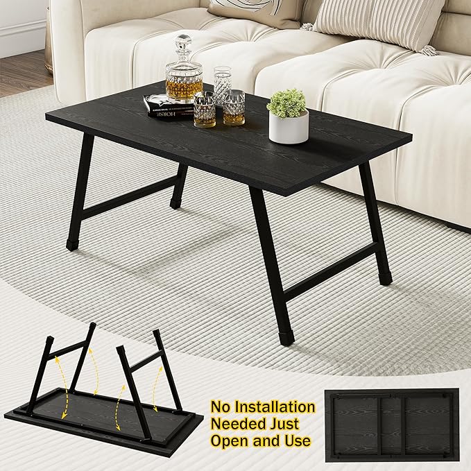 Rectangular Folding Coffee Table - Modern Space-Saving Foldable Coffee Table for Living Room, Durable and Lightweight Design, Easy to Assemble, Perfect for Small Spaces