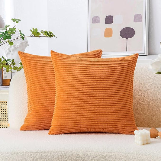 Home Brilliant Solid Accent Burnt Orange Pillow Covers Cases Solid Decorated Square Set of 2 Toss New Year Throw Pillow Covers for Couch Hoilday Party Decor Gift, 55cm, 22 x 22 Inch, Orange