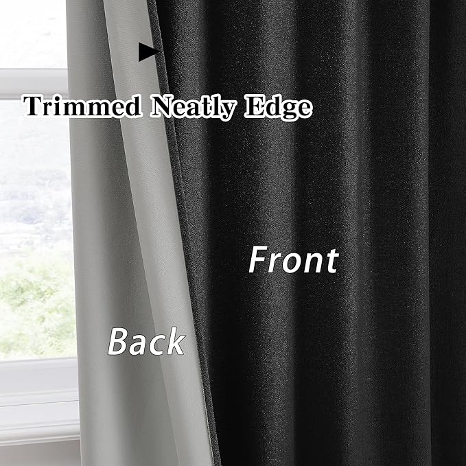 RAIN CITY Black Blackout Curtains 50 x 120-inches Long 2 Panels,100 Inch Wide Total Modern Farmouse Thermal Insulated Energy Saving Window Drapery for Living Room