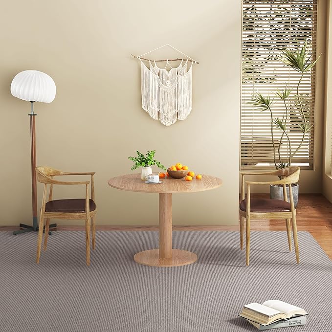 Round Dining Table, Circle Dining Table for 2-4 31.5 in, Modern Farmhouse Small Dinner Breakfast Tulip Table, for Kitchen/Small Space/Little Nook - Natural