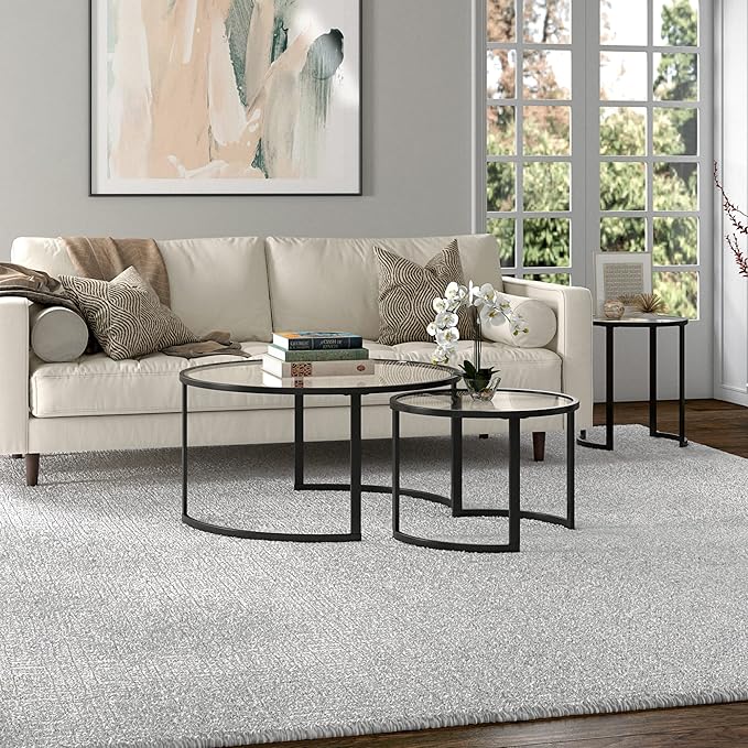 Mitera Round Nested Coffee Table in Blackened Bronze