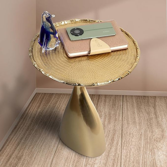 Round Metal Side Table, Coffee End Table for Small Spaces, Lightweight Accent Table for Living Room, Bedroom, Balcony - Easy Assembly,18 Inches (Gold) - APLHA Living Home