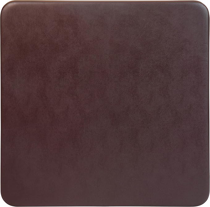 EMMA + OLIVER 33.5" Square Multipurpose Folding Card Table for 4 Players, Portable Square Folding Table with Padded Vinyl Top, Brown