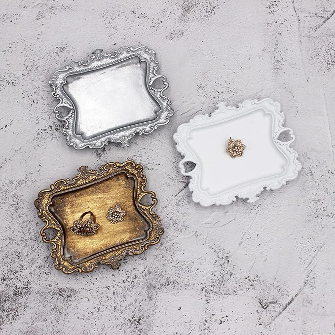 Vintage Small White Ring Dish, Birthday & Wedding Gifts for Women，Wedding Ring Tray (White (1 Pack))