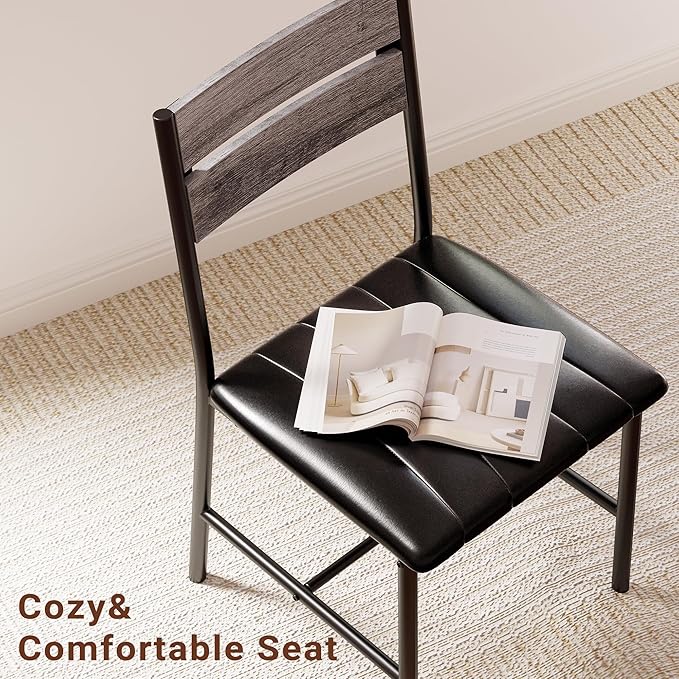 IRONCK Dining Table Set for 2, Small Kitchen Table with Upholstered Chairs for Kitchen & Dining Room, Compact Dining Set for Small Spaces, Gray