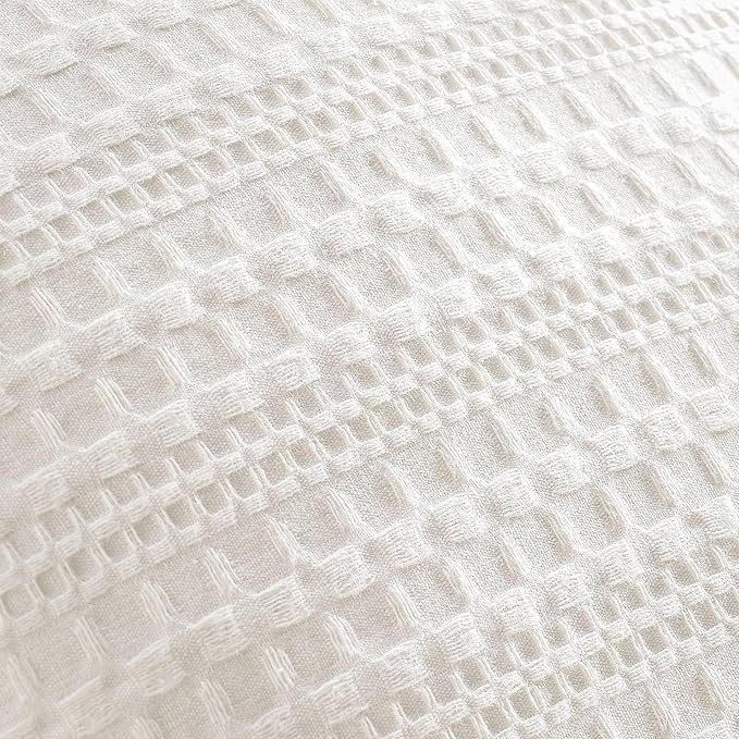 ZeeMart 100% Cotton Waffle Textured Throw Pillow Covers Set of 2, 22x22 Inch Ivory, Soft Farmhouse Decorative Couch Pillow Cases Off White Cushion Covers for Sofa Bed Living Room Home Decor