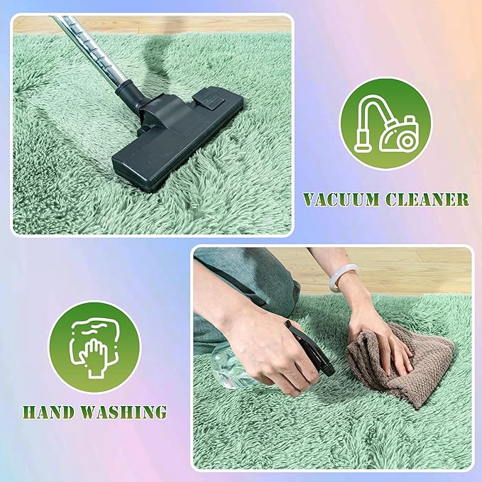 Large 9x12 Area Rugs for Living Room, Ultra Soft Shag Living Room Rug Thick Fluffy Rug for Bedroom, Plush Fuzzy Carpet for Girls Boys Kids Room Non Slip Dorm Home Decor Aesthetic, Sage Green