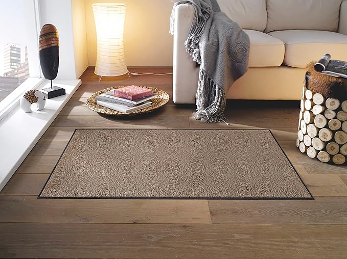 Wash and Dry Monotone Rug, Taupe Non-Slip Washable Doormat 29.5x47 in (Large)
