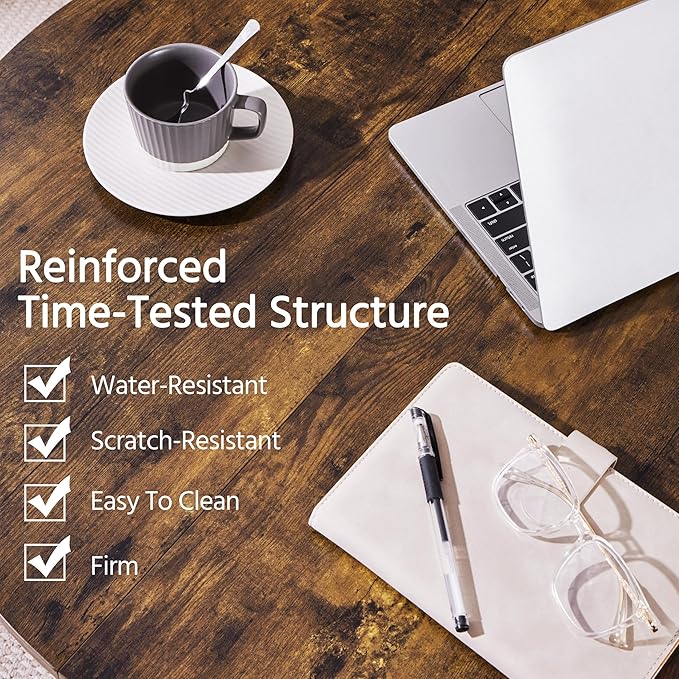 Yaheetech Round Coffee Table, Small Coffee Table for Living Room, Rustic Wood Circle Modern Center Table with Sturdy Metal Legs, Easy to Assemble, 35.5 x 18 Inches