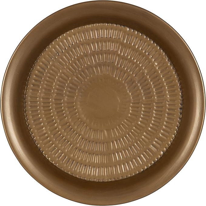 Kate and Laurel Mahdavi Round Hammered Metal Tray End Table, Dark Gold