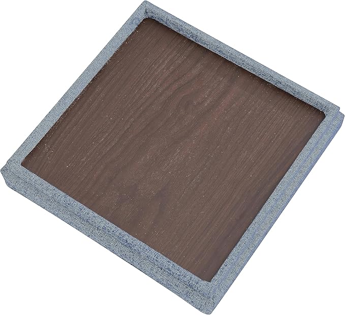 Ornavo Home Square Storage Ottoman Linen Foldable Tufted Cube Storage Ottoman Foot Rest Stool/Seat with Table Top Lid, Coffee Table Ottoman - 15" x 15" x 15" (Navy Blue)