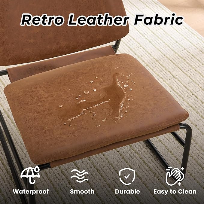 DAICO Modern Accent Chair Comfy Living Room Chair Armless Sling Accent Chairs Upholstered Side Sitting Chairs with Metal Frame for Office Reception Reading Bedroom Waiting Room, Camel