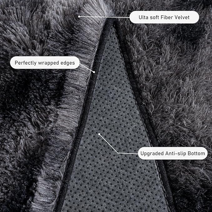 8x10 Area Rugs for Living Room, Ultra Soft Large Shag Bedroom Rug Upgrade Non-Slip Plush Modern Fluffy Carpet for Kids Boys Girls Room Home Decor Aesthetic, Dark Grey