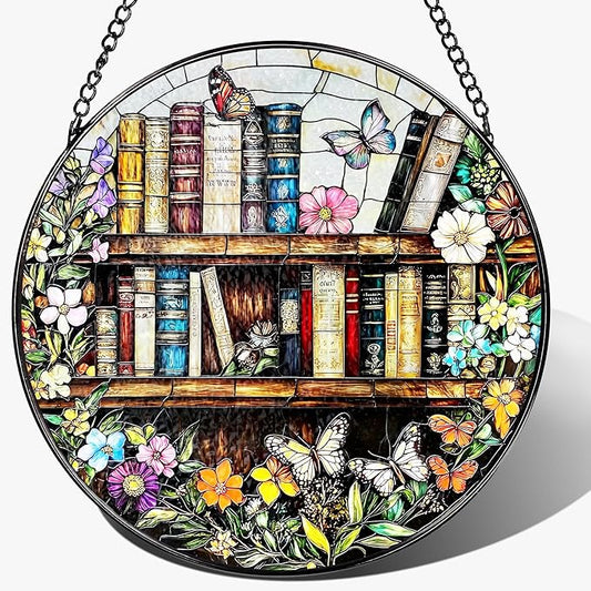 8'' Stained Glass Suncatcher Ornament, Stained Glass Window Hanging, Sun Catchers for Windows Hanging Ornaments, Window Decor | Book Club Gift, Fantasy Book Lover Gift, Reader Gifts