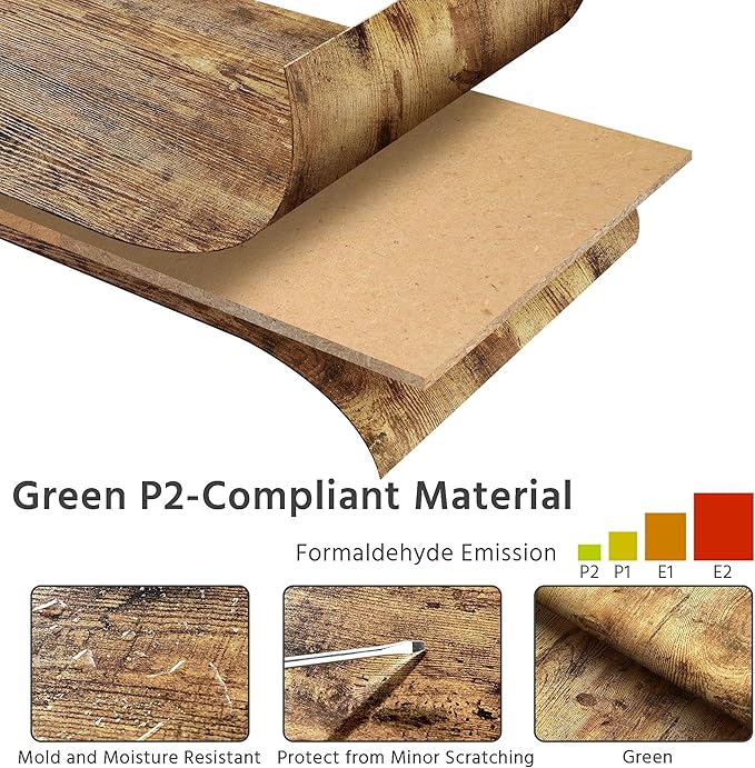 Yaheetech Industrial Dining Table Set for 4 Compact Kitchen Table and 4 Stools Space Saving Home Furniture for Small Space, Rustic Brown