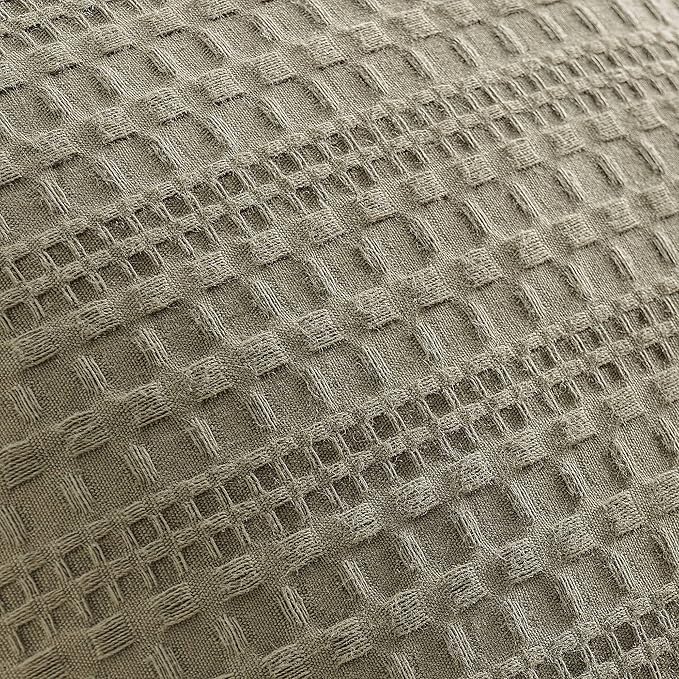 ZeeMart 100% Cotton Waffle Textured Throw Pillow Covers Set of 2, 20x20 Inch Khaki Green, Soft Farmhouse Decorative Couch Pillow Cases Green Cushion Covers for Sofa Bed Living Room Home Decor