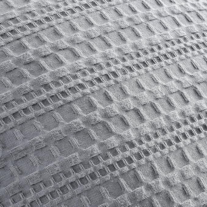 ZeeMart 100% Cotton Waffle Textured Throw Pillow Covers Set of 2, 20x20 Inch Blue Ashes, Soft Farmhouse Decorative Couch Pillow Cases Dusty Blue Cushion Covers for Sofa Bed Living Room Home Decor