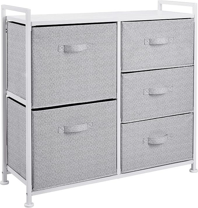 Amazon Basics Closet Organizer Drawers with 5-Fabric Storage Units, White