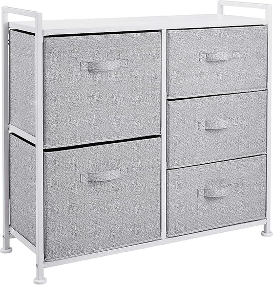 Amazon Basics Closet Organizer Drawers with 5-Fabric Storage Units, White