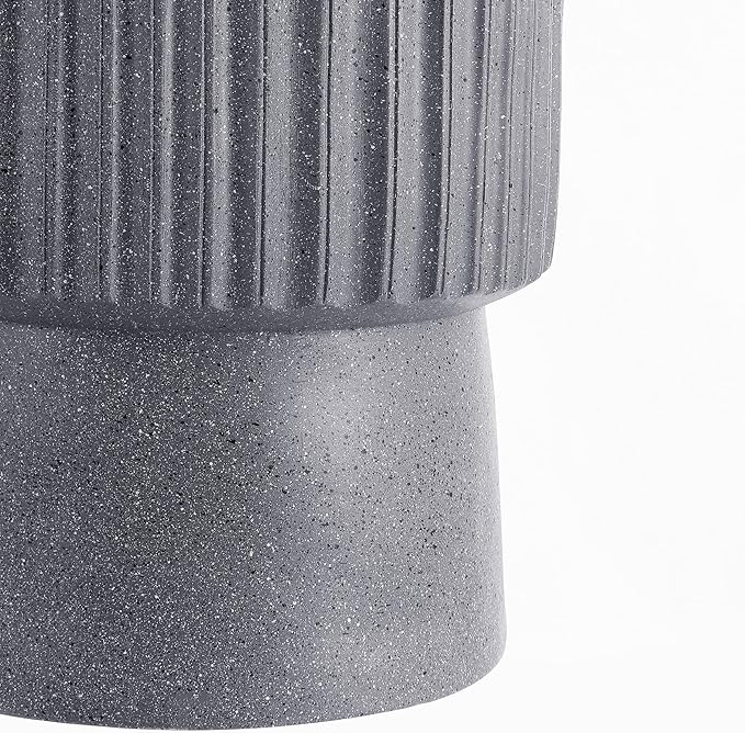 JONATHAN Y TBL1102A Louisa 19" Modern Art Deco Tambour Indoor/Outdoor Accent Table Minimalist, Contemporary, Bohemian, Mid-Century, Patio, Garden Room, Bathroom, Living Room, Gray Terrazzo Finish