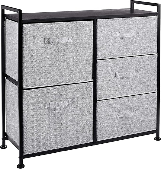 Amazon Basics Closet Organizer Drawers with 5-Fabric Storage Units, Black