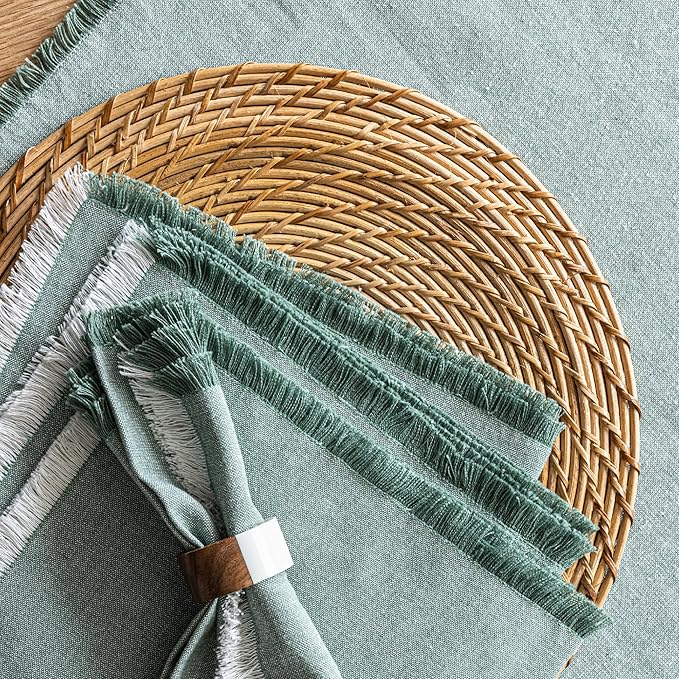 Over&Back Set of 2 Natural Rattan Round Placemats - Hand-Made Dining Table Charger/Mat - Made with Natural Fibers - Kitchen and Home Decor - 15" Diameter - Brown