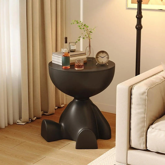 Compact Flat Head Side Table with Storage
