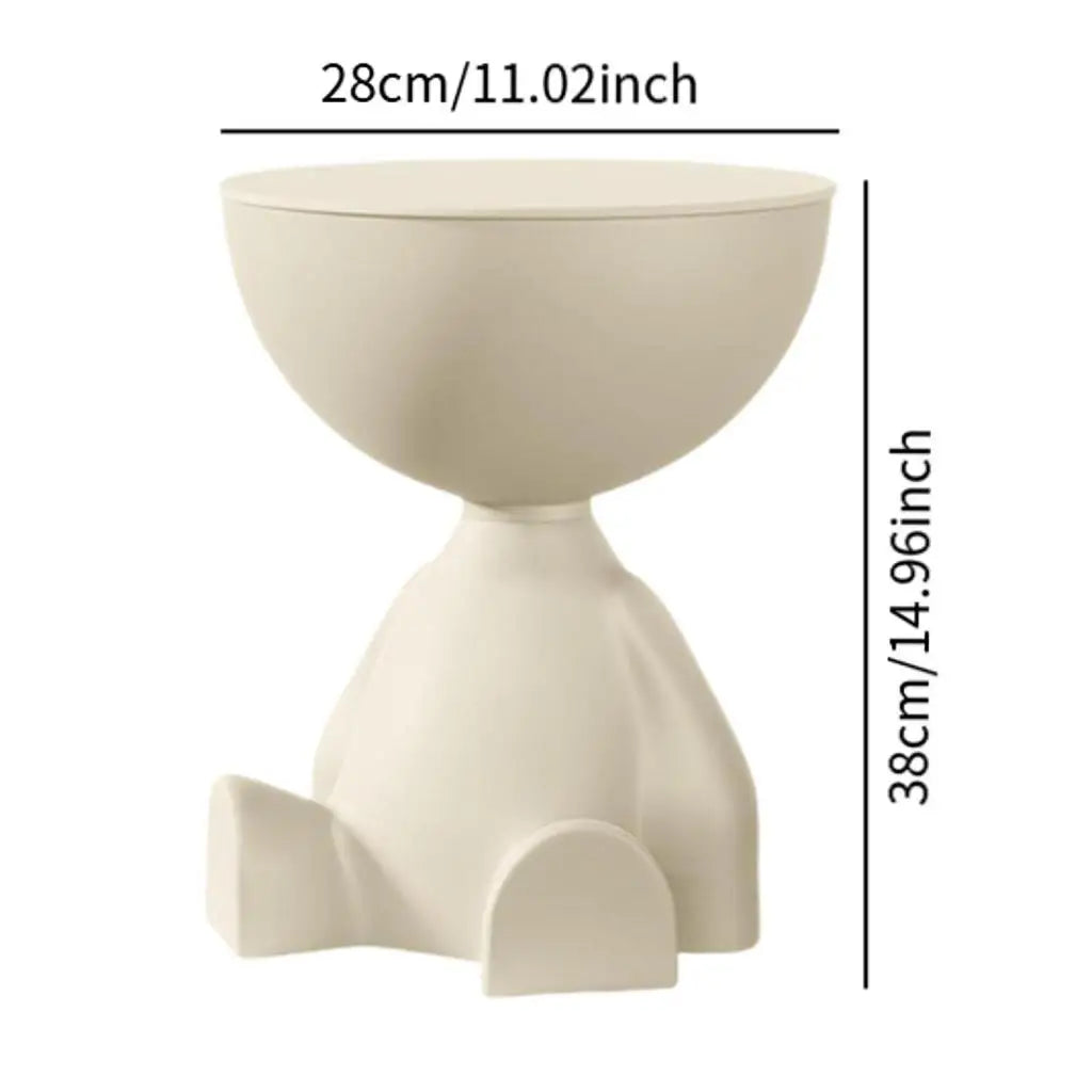 Compact Flat Head Side Table with Storage