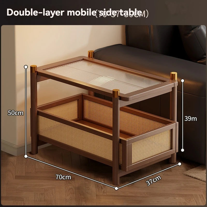 Movable Side Table with Wheels