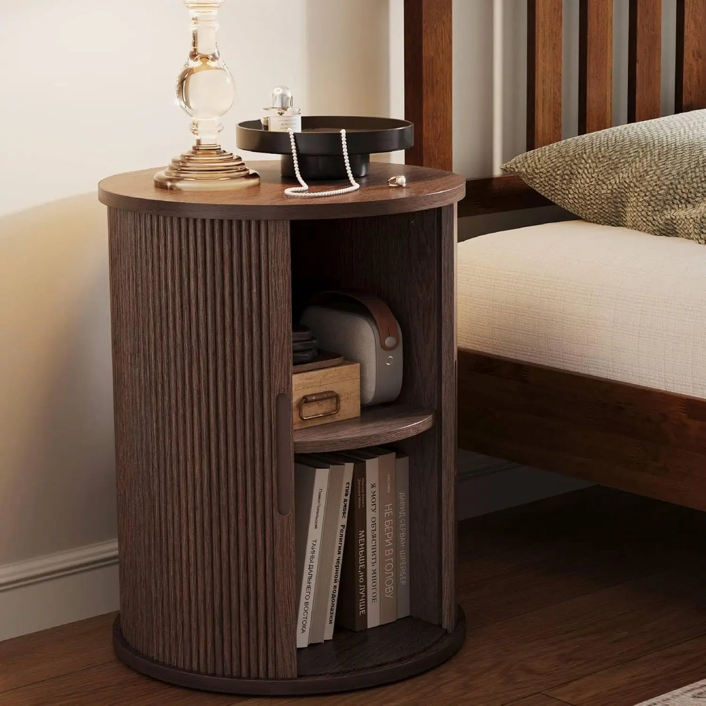 Round Fluted End Table