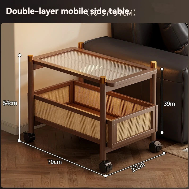Movable Side Table with Wheels